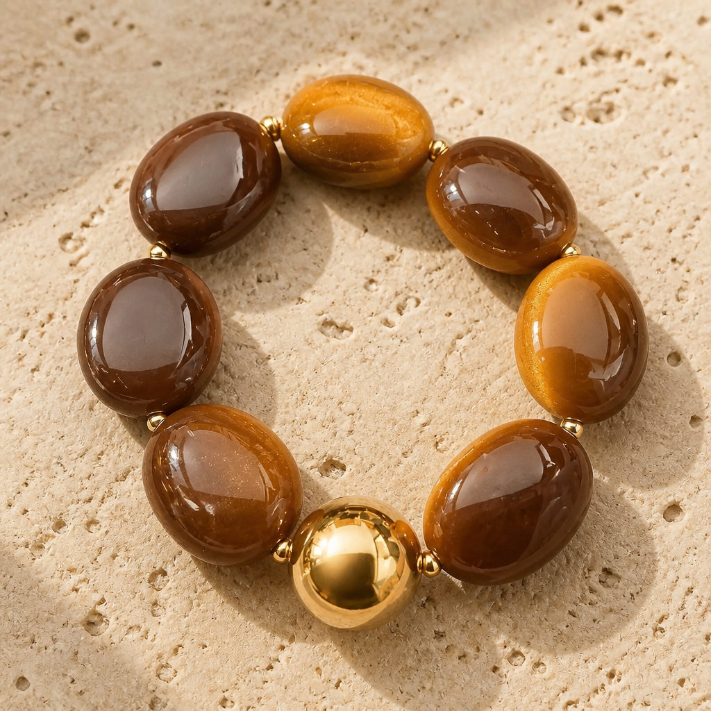 ZAG BIJOUX - BRACELET MAILLES OVALES ACÉTATE MARRON - NEW MODEL HIVER 2026