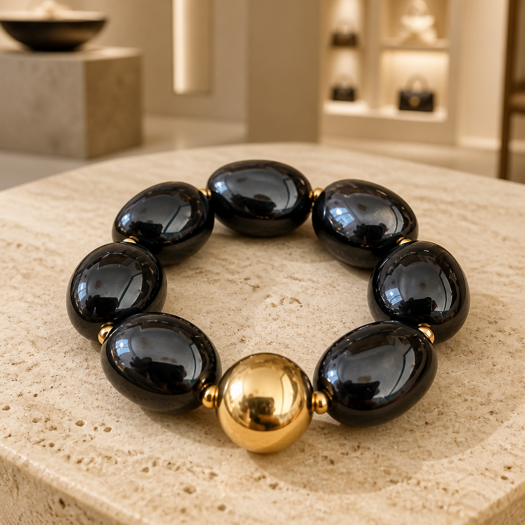 ZAG BIJOUX - BRACELET MAILLES OVALES ACÉTATE NOIR - NEW MODEL HIVER 2026