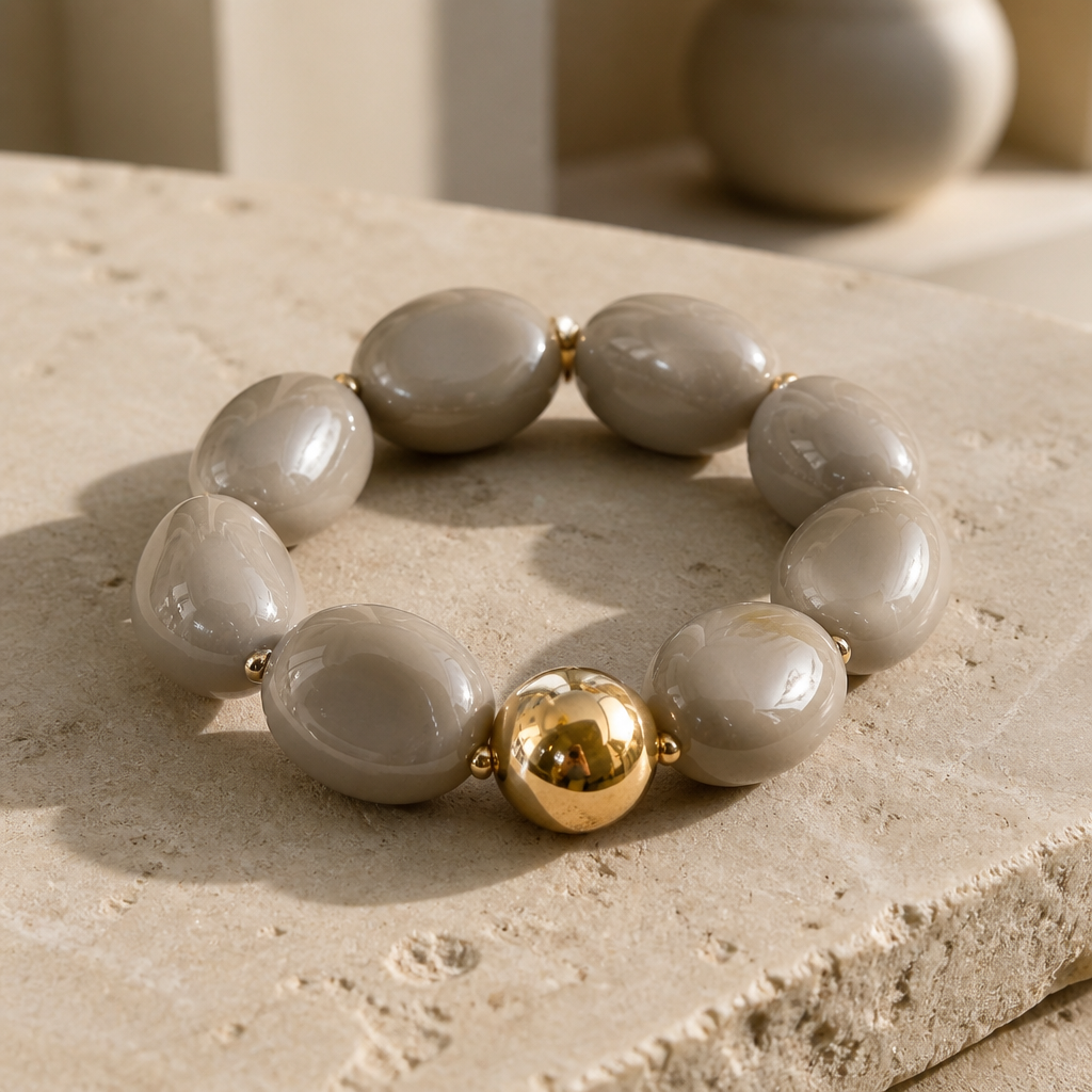 ZAG BIJOUX - BRACELET MAILLES OVALES ACÉTATE TAUPE - NEW MODEL HIVER 2026