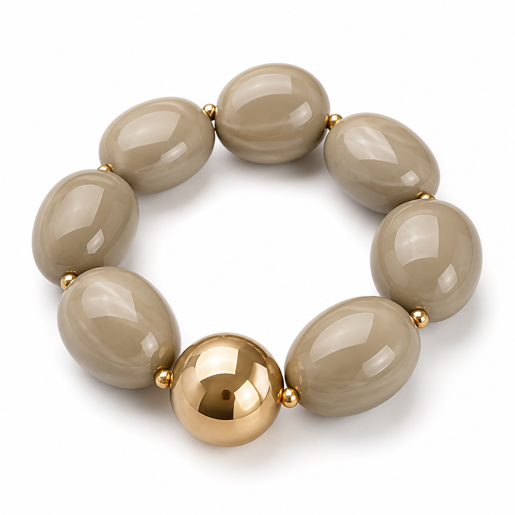 ZAG BIJOUX - BRACELET MAILLES OVALES ACÉTATE TAUPE - NEW MODEL HIVER 2026