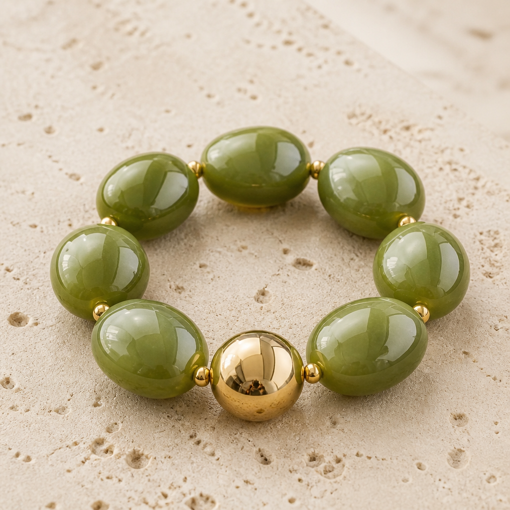 ZAG BIJOUX - BRACELET MAILLES OVALES ACÉTATE OLIVE - NEW MODEL HIVER 2026
