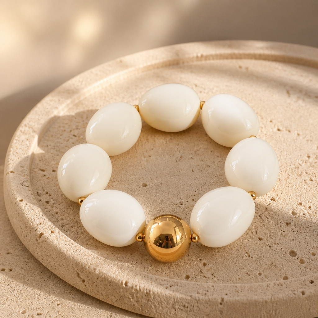 ZAG BIJOUX - BRACELET MAILLE OVALES ACÉTATE BEIGE - NEW MODEL HIVER 2026