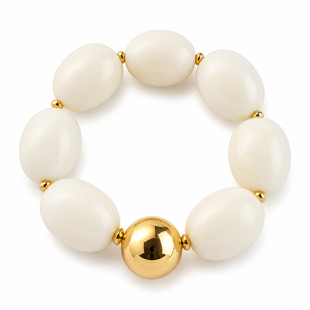 ZAG BIJOUX - BRACELET MAILLE OVALES ACÉTATE BEIGE - NEW MODEL HIVER 2026