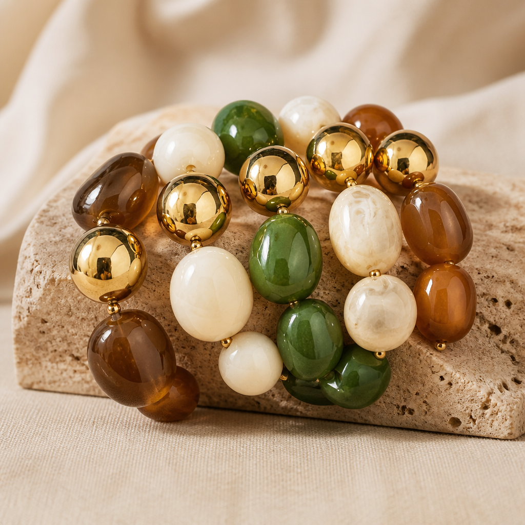 ZAG BIJOUX - BRACELET MAILLE OVALES ACÉTATE BEIGE - NEW MODEL HIVER 2026