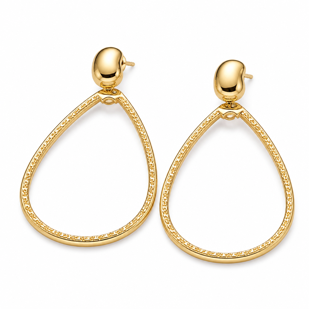 ZAG BIJOUX - BOUCLES D'OREILLES FORME GOUTTES MARTELÉES DORÉES