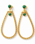 ZAG BIJOUX - BOUCLES D'OREILLES FORME GOUTTES DORÉES ET MALACHITE