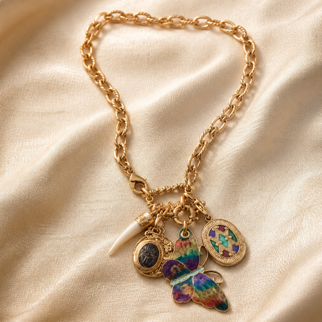 GAS BIJOUX - COLLIER CONSTANTINE DORÉ - PAPILLON MULTICOLORE