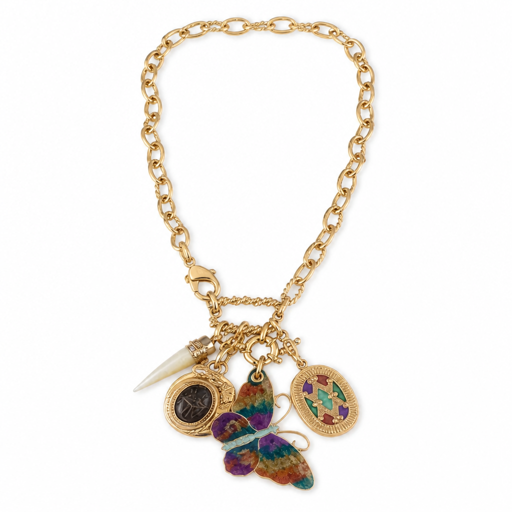 GAS BIJOUX - COLLIER CONSTANTINE DORÉ - PAPILLON MULTICOLORE