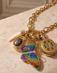 GAS BIJOUX - COLLIER CONSTANTINE DORÉ - PAPILLON MULTICOLORE