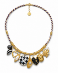 GAS BIJOUX - COLLIER BELLAGIO MÉTAL DORÉ - NOIR ET BLANC
