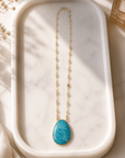 GAS BIJOUX - SAUTOIR PERLA GIPSEA GRAND MODELE DORÉ - AMAZONITE
