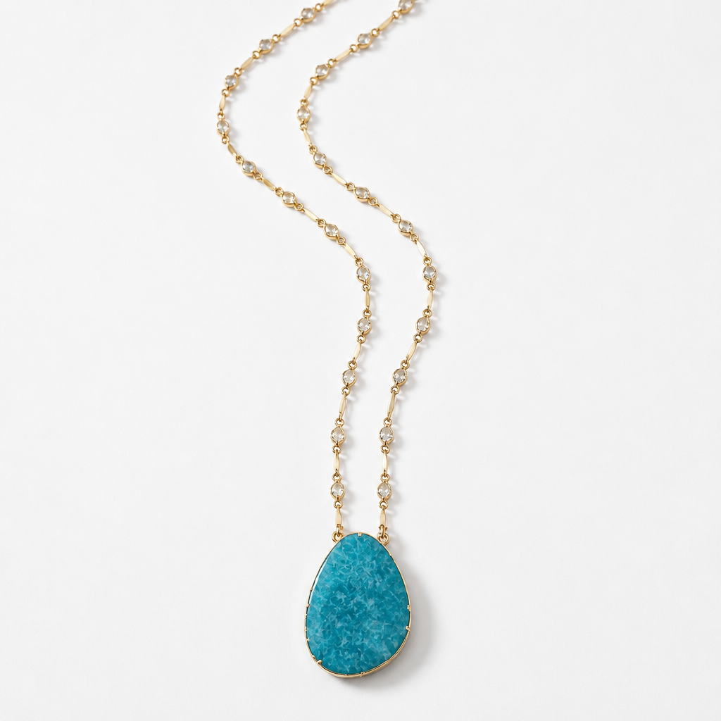 GAS BIJOUX - SAUTOIR PERLA GIPSEA GRAND MODELE DORÉ - AMAZONITE