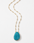 GAS BIJOUX - SAUTOIR PERLA GIPSEA GRAND MODELE DORÉ - AMAZONITE