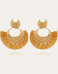 GAS BIJOUX - Boucles d'oreilles Luna Wave raphia dorées métal dorée à l'or fin