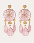 GAS BIJOUX - Boucles d'oreilles Fanfaria roses métal doré à l'or fin