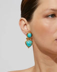 GAS BIJOUX - Boucles d'oreilles Colorado dorées turquoise métal doré à l'or fin