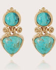 GAS BIJOUX - Boucles d'oreilles Colorado dorées turquoise métal doré à l'or fin