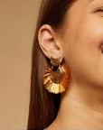 GAS BIJOUX - Boucles d'oreilles Luna Wave raphia dorées métal dorée à l'or fin