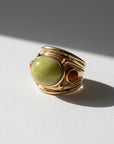 GAS BIJOUX - BAGUE SIMONE dorée à l'or fin - JADE TEINTE et CORNALINE - TAILLE XL