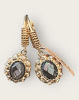 GAS BIJOUX - Boucles d'oreilles TAO SPLASH dorées à l'or fin - Hématite et cristaux dorés