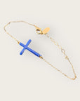 Mademoiselle OUPS - Bracelet CORPUS CRAZY grande croix émaillée - BLEU