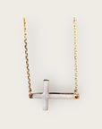 Mademoiselle OUPS - Collier CORPUS CRAZY - Grande croix émaillée horizontale - BLANC