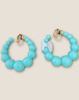 GAS BIJOUX - Boucles d’oreilles créoles ANDY CLIPS petit modèle acétate dorées - Bleues
