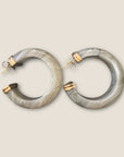 GAS BIJOUX - Boucles d'Oreilles Créoles Abalone acétate dorées - Gris