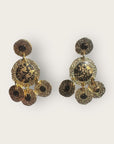 GAS BIJOUX - Boucles d'oreilles SEQUIN ILLUSION deux rangs métal doré à l'or fin