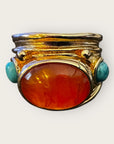 GAS BIJOUX - Bague SIMONE dorée à l'or fin - Cornaline et aventurine - Taille XL