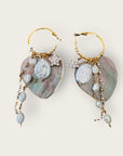 JORGINA - Boucles d'Oreilles Pendentif Cœur Nacre & Perles Baroques