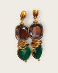 GAS BIJOUX - Boucles d’oreilles SIRENA dorées à l’or fin - Améthyste et Opale verte