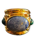 GAS BIJOUX - Bague SIMONE dorée à l'or fin - Sodalite et Malachite - Taille S possible en M