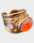 GAS BIJOUX - Bague SIMONE DORÉE - Cornaline et Quartz rose - Taille M