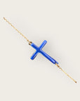 Mademoiselle OUPS - Bracelet CORPUS CRAZY grande croix émaillée - BLEU