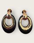 GAS BIJOUX - Boucles d'oreilles SELVA dorées à l'or fin GM - Acétate noire