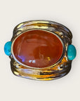 GAS BIJOUX - Bague SIMONE dorée à l'or fin - Cornaline et aventurine - Taille XL