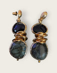 GAS BIJOUX - Boucles d’oreilles SIRENA dorées à l’or fin - Onyx et Labradorite
