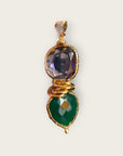 GAS BIJOUX - Boucles d’oreilles SIRENA dorées à l’or fin - Améthyste et Opale verte