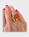 GAS BIJOUX - Bague SIMONE DORÉE - Cornaline et Quartz rose - Taille M