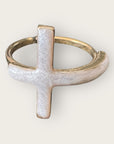 Mademoiselle OUPS - Bague CORPUS CRAZY grande croix émaillée - BLANCHE