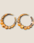 GAS BIJOUX - Boucles d’oreilles créoles ANDY acétate grand modèle dorées à l’or fin - Marron