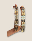GAS BIJOUX - Boucles d'oreilles Créoles Lyre dorées Grand Modèle - Onyx noir & Calcite bleue