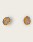 GAS BIJOUX - Boucles d'oreilles puces OVO dorées à l'or fin - Quartz rose