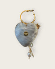 JORGINA - Boucles d'Oreilles Pendentif Cœur Nacre & Perles Baroques