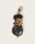 GAS BIJOUX - Boucles d’oreilles SIRENA dorées à l’or fin - Onyx et Labradorite