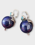 GAS BIJOUX - Boucles d'oreilles DECALCIA argentées et Bleu marine