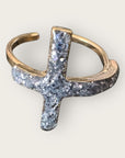 Mademoiselle OUPS - Bague CORPUS CRAZY grande croix émaillée - ARGENTEE