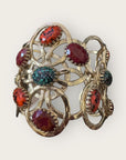 GAS BIJOUX - Manchette OLYMPIE dorée à l'or fin - Cabochons de Cornaline, Grenat et turquoise africaine