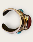GAS BIJOUX - Bague SIMONE dorée à l'or fin - Cornaline et aventurine - Taille XL